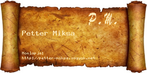 Petter Miksa névjegykártya